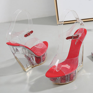<span class=keywords><strong>Sandali</strong></span> con Zeppa alla Moda 15 CM Scarpe Sexy da <span class=keywords><strong>Donna</strong></span> Tacchi Alti Chunky Ciabatte con <span class=keywords><strong>Tacco</strong></span> Alto - Product Image 5