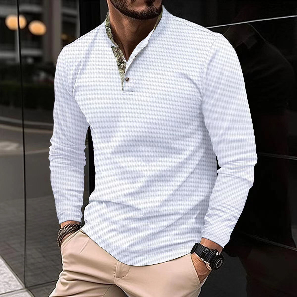 2024-Waffle-Polo-Shirt-Spring-