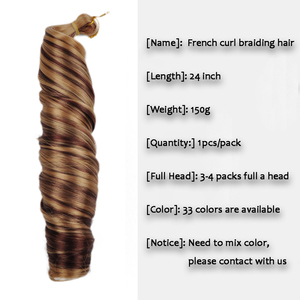 Venta al por mayor de fibra sintética dorada trenzas de ganchillo pelo espiral español rizo trenzas extensiones de pelo rizado francés pelo para trenzas - Product Image 2