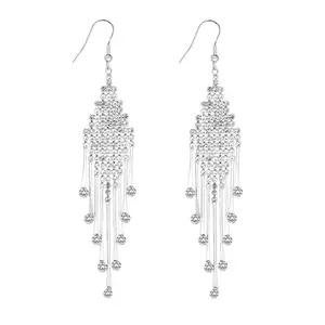 Stylish 925 Sterling Needle Chandelier Earrings Super Blingbling Rhinestone Earring Exaggerate Crystal Earring