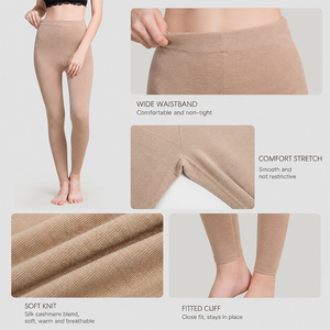 Leggings thermiques en soie et cachemire pour femme, épais et chauds, taille mi-haute, pour automne-hiver, couche de base, personnalisables avec logo, doux et de qualité supérieure - Product Image 3