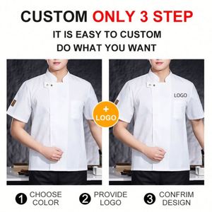 Vente en gros d'usine, uniformes de travail tendance, logo personnalisé, chemise de chef unisexe à manches courtes noire d'été - Product Image 3