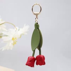 Tulip Keychain Handmade Leather Tulip Flower <b>Key</b> <b>Chain</b> Backpack Pendant Fashionable Accessory for Women Gift for Her - Product Image 6