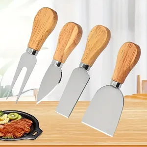 Ensemble de 4 couteaux à fromage jetables en acier inoxydable, outils de cuisine, mini spatule à gâteau, épandeur de beurre, résistant à la chaleur - Product Image 1
