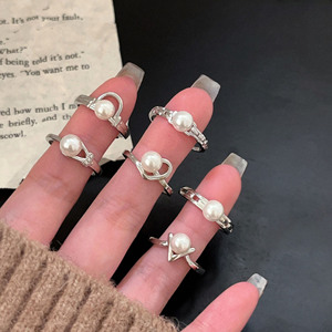 S925 Sterling <b>Silver</b> Pearl <b>Ring</b> Heart Shape Women's Fine Jewelry Everyday Wear - Product Image 1