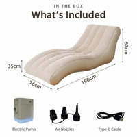 Nouveau fauteuil gonflable en forme de S, canapé gonflable simple en PVC floqué pliable avec pompe intégrée pour l'intérieur, l'extérieur et le camping