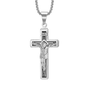 ZB 인기있는 착용 액세서리 스테인레스 스틸 예수 목걸이 골드 도금 십자가 목걸이 - Product Image 3