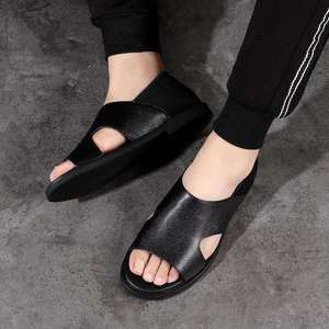 Men's Fashionable Leather <b>Slippers</b> Lightweight Thick Sole Comfort Slides with Waterproof PU Insole for Winter - Product Image 4