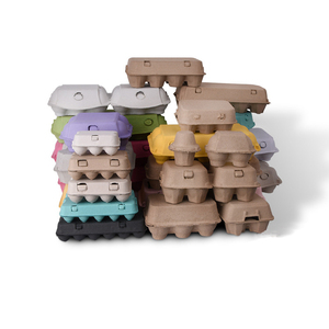 Biodegradable Eco-friendly 6/12/15/30 Pulp Eggs Paper Packaging Tray Multiple Colors Pulp Egg Box