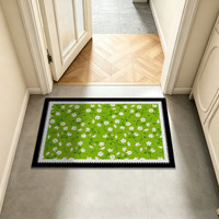 Tapis d'entrée en PVC à motif floral frais, découpé sur mesure, antidérapant, anti-poussière et résistant aux taches, en stock usine