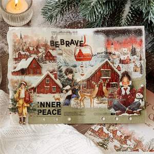 15 autocollants par paquet, série de poèmes sur paysages enneigés, matériaux de scène miniature <span class=keywords><strong>pour</strong></span> le journal intime DIY, collage décoratif - Product Image 4