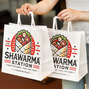 Bolsas de <span class=keywords><strong>Papel</strong></span> Kraft para Comida para Llevar de Restaurante con Logotipo Personalizado, Bolsas para Shawarma con su Propio Logotipo - Product Image 6