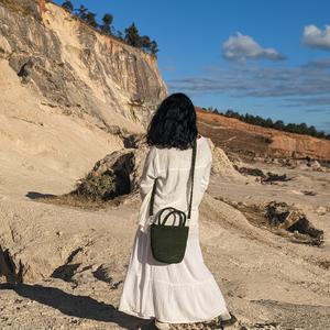Sac à main en crochet vintage pour femme avec deux bretelles, minimaliste, vert, léger, pour la plage, usage quotidien - Product Image 4