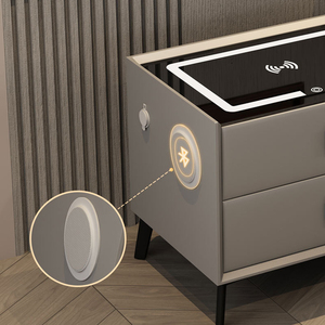 Table de Chevet Intelligente Meuble de Chambre à Coucher avec Chargement USB sans Fil et Haut-Parleur Intelligent - Product Image 3