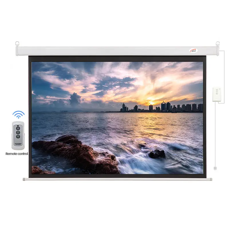 Motorized Projector Screen 100 120 150 180 Inch 16:9 4:3 Wall Home Cinema Electric Projection Screen Size customization