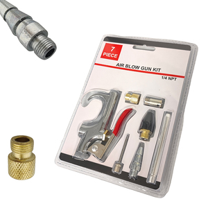 Juego de 7 pistolas de aire comprimido con rosca NPT de 1/4, soplador de polvo con aguja de inflado y múltiples boquillas, herramienta neumática - Product Image 2