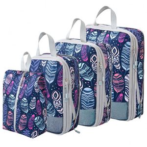 Fashion Print 4pcs Set Travel Organizer Storage Bag Set <b>Luggage</b> Packing Cube Bag Set - Product Image 1