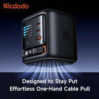 Chargeur GaN Mcdodo 139 100W 4-en-1 avec câble rétractable 100cm, contrôle tactile, affichage numérique intelligent, emojis, station de charge USB C