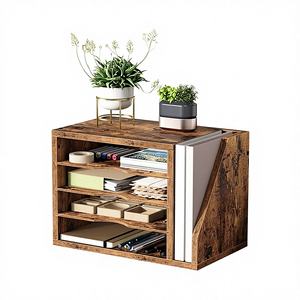 Modern Wood Desk Organizer with 5 Adjustable Shelves <b>Space</b>-<b>Saving</b> Living Room & Office File Holder Mail Paper Sorter - Product Image 1