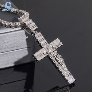 Wholesale GRA Certified Moissanite Cross <b>Pendant</b> 925 Sterling Silver <b>Emerald</b> Cut <b>Pendant</b> Iced Out Rhodium Plated Jesus Jewelry - Product Image 2
