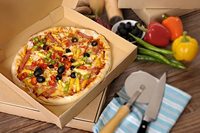 Boîte à pizza et sushi hexagonale jetable biodégradable en gros, emballage rigide auto-élevable en carton ondulé avec pelliculage brillant personnalisé