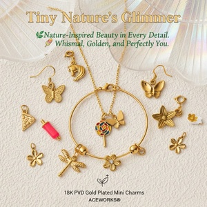 แสงระยิบระยับแห่งธรรมชาติอันเล็กๆ |   จี้สัตว์แมลงขนาดเล็กเคลือบทอง 18K PVD บนสแตนเลสสตีล |   เสื้อผ้าแฟชั่นสำหรับทุกเพศ ลายผีเสื้อ โคลเวอร์ ผึ้ง นก - Product Image 3