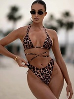 Traje de Baño de Una Pieza Tipo Tanga para Mujeres Maduras, Bikini Sexy con Estampado de Rayas para Chicas de 18 Años, Ropa de Playa Femenina