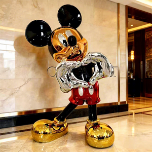 Gran Escultura de Resina de Mickey Coors, Modelo de Ratón con Electroplacado para Arte, Decoración del Hogar con Corazón de Amor de Dibujos Animados - Product Image 1