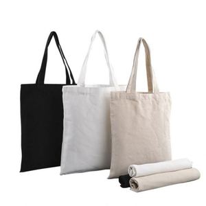 Sacs fourre-tout en toile de coton vierges personnalisables avec impression de logo, sacs de shopping publicitaires portables - Product Image 1
