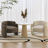 Ensemble de mobilier de salon d'hôtel BLD : Canapé en tissu, fauteuil et table basse style crème, canapé simple décontracté et table basse