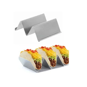 3 4 Pak Jalan Meksiko Aksesoris Makanan Logam Stainless Steel Peralatan Makan Berdiri Rak Nampan Gadget Dapur Pemegang Taco