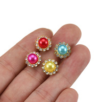 Supports de fleurs en perles multicolores, strass cabochon, broche DIY, épingle à cheveux, accessoires de décoration pour nœuds