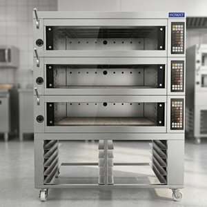 Horno de Vapor de 3 Niveles con 2-3 Bandejas para Aplicaciones Industriales de Panadería con Gestión Inteligente de Temperatura y Estante para Bandejas - Product Image 1