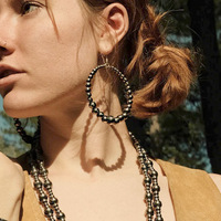 Boucles d'oreilles créoles en perles de Navajo faites à la main de style occidental 2023 pour femme
