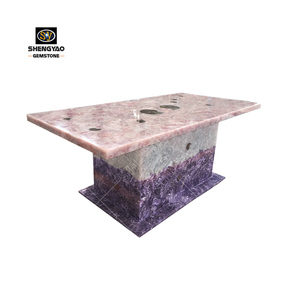 Tuỳ Chỉnh Đá Quý Tự Nhiên Hồng Thạch Anh Tím Tinh Thể Countertop Bảng Top - Product Image 1