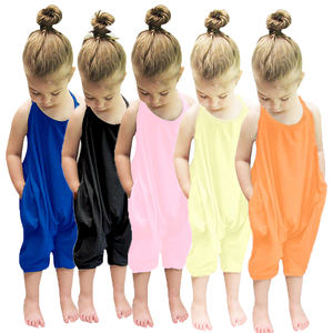 Nueva Moda para Niñas Pequeñas: Pelele de Algodón con Tirantes, Mono Tipo Harem con Cordones, Ropa Deportiva Casual Holgada de Verano - Product Image 1