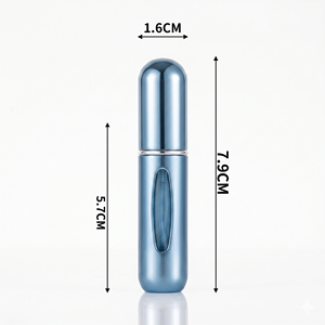 Flacon vaporisateur de <span class=keywords><strong>parfum</strong></span> ovale en aluminium noir et bleu rechargeable de 5 ml, mini flacon de <span class=keywords><strong>parfum</strong></span> de voyage avec boîte - Product Image 3