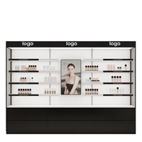 Vitrine de présentation de cosmétiques sur mesure de haute qualité pour salons de beauté et magasins commerciaux – Comptoir de présentation noir/blanc pour maquillage et soins de la peau