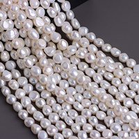 Perles de culture d'eau douce naturelles baroques 7-8mm, forées sur deux côtés, haute brillance, blanches, irrégulières, pour la fabrication de bijoux DIY