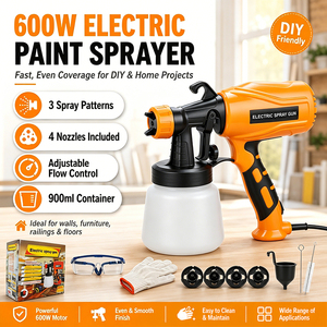 Pistolet <span class=keywords><strong>pulvérisateur</strong></span> de peinture électrique 110V 600W, réservoir de 900 ml, 3 modes de pulvérisation, 4 buses pour la peinture DIY des murs et des meubles à la maison - Product Image 1