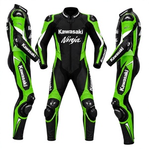Combinaison de moto en cuir respirante et coupe-vent sur mesure, grande taille, pour Kawasaki Ninja ZX R-Kawa Green - Product Image 1