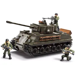 Kinder intelligenz Baustein zusammenbauen 920 Stück M4 Sherman Panzers teine Armee Fahrzeuge Blöcke Panzer figuren Spielzeug