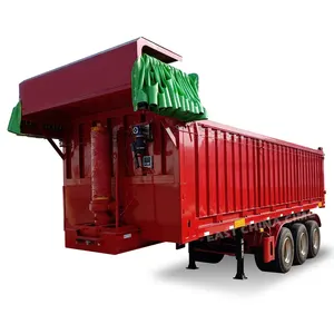 3 Assen 40Ton 50Ton End Dump Truck Trailer Achter Kipper/Tipping Trailer Voor Bulk Cargo Rock Met dekzeil Systeem