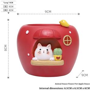 <span class=keywords><strong>Pot</strong></span> de fleurs miniature en résine créative en forme de maison de <span class=keywords><strong>pomme</strong></span> de dessin animé, design classique pour plantes vertes de jardin, pour bureau, <span class=keywords><strong>petit</strong></span> <span class=keywords><strong>pot</strong></span> de fleurs - Product Image 6