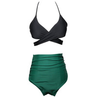 HY- HYO1801W Penjualan Terlaris Pakaian Pantai Wanita Modis Bermotif Bunga Pinggang Tinggi Warna-warni  Bikini Pantai Motif Brasil