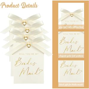 Tarjeta de Propuesta de Dama de Honor con Lazo de Cinta, Etiquetas de Papel con Invitación de Matrona de Honor en Dorado, ¿Quieres Ser Mi Dama de Honor para la Boda? - Product Image 3
