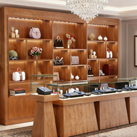Vitrine Commerciale en Bois pour Bijoux, Vitrine de Comptoir en Verre Transparent pour Ornements en Jade, Couleur Naturelle, Vente en Gros