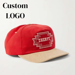 Casquettes de baseball vintage personnalisées à 5 panneaux, chapeau bicolore, visière en daim contrastant, casquette snapback non structurée, streetwear rétro, chapeau Americana - Product Image 1