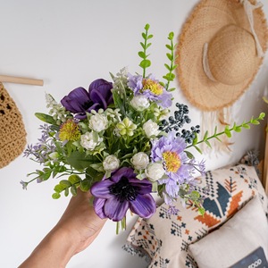 Bouquet de fleurs artificielles CallaFloral, camélia violet en mousse plastique, décoration d'intérieur, accessoires de mariage CF02103 - Product Image 2