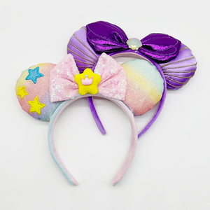 Ragazze simpatiche buffe con fiocco di paillettes fascia con corona arcobaleno orecchie da topo fasce per capelli per la testa del parco divertimenti - Product Image 5